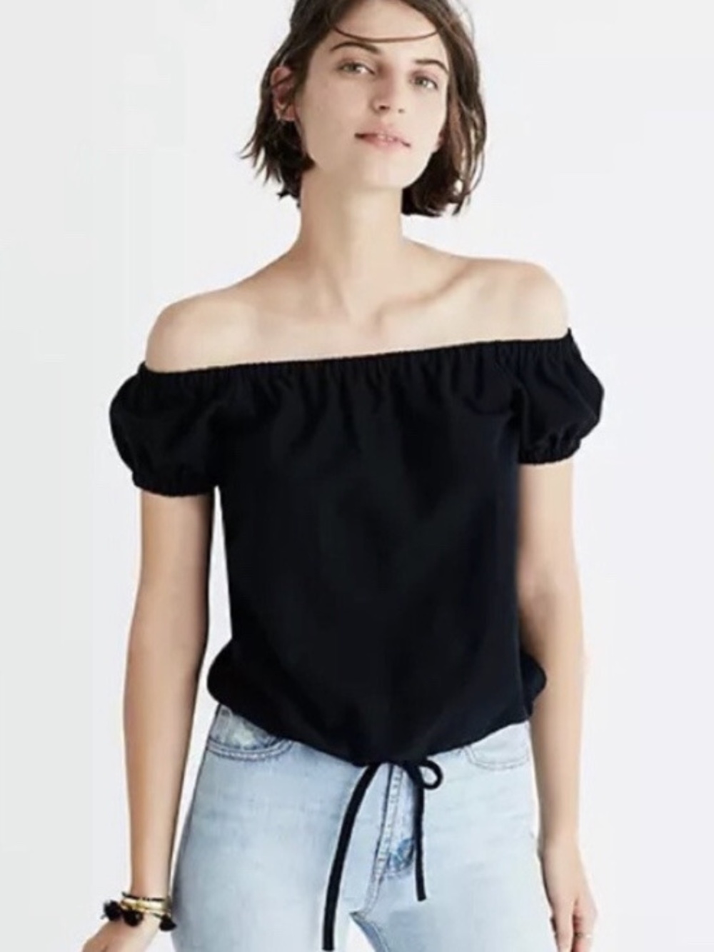 Madewell Black Off-the-Shoulder Top | Size M